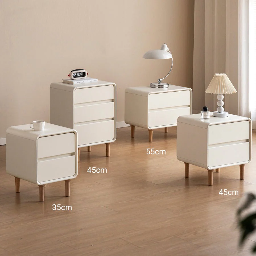 Kemi Cream Rubber Wood Painted Bedside Table - Image 3