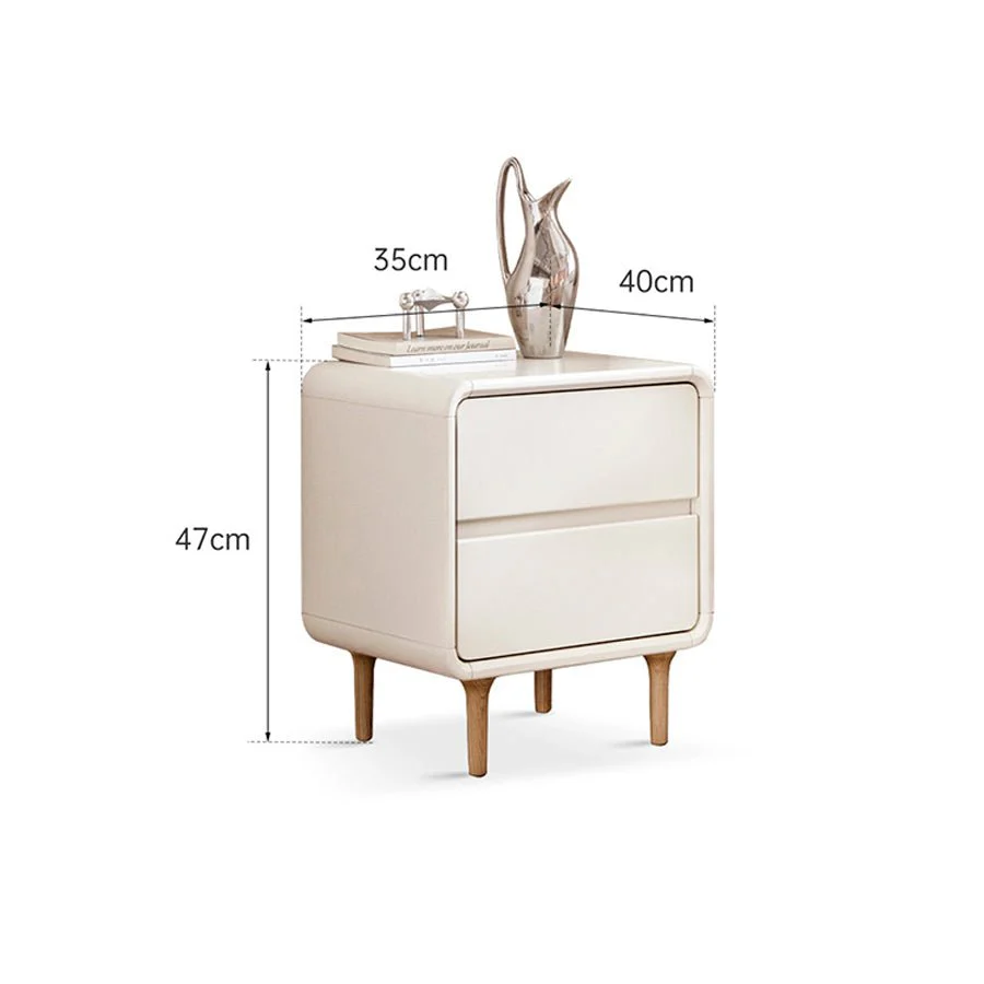 Kemi Cream Rubber Wood Painted Bedside Table - Image 5