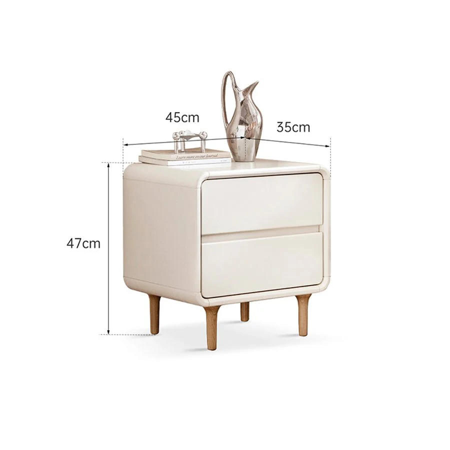 Kemi Cream Rubber Wood Painted Bedside Table - Image 6