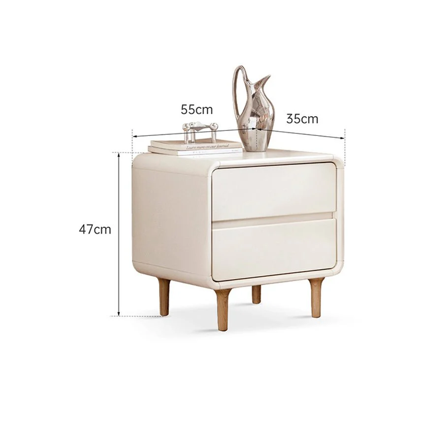 Kemi Cream Rubber Wood Painted Bedside Table - Image 7