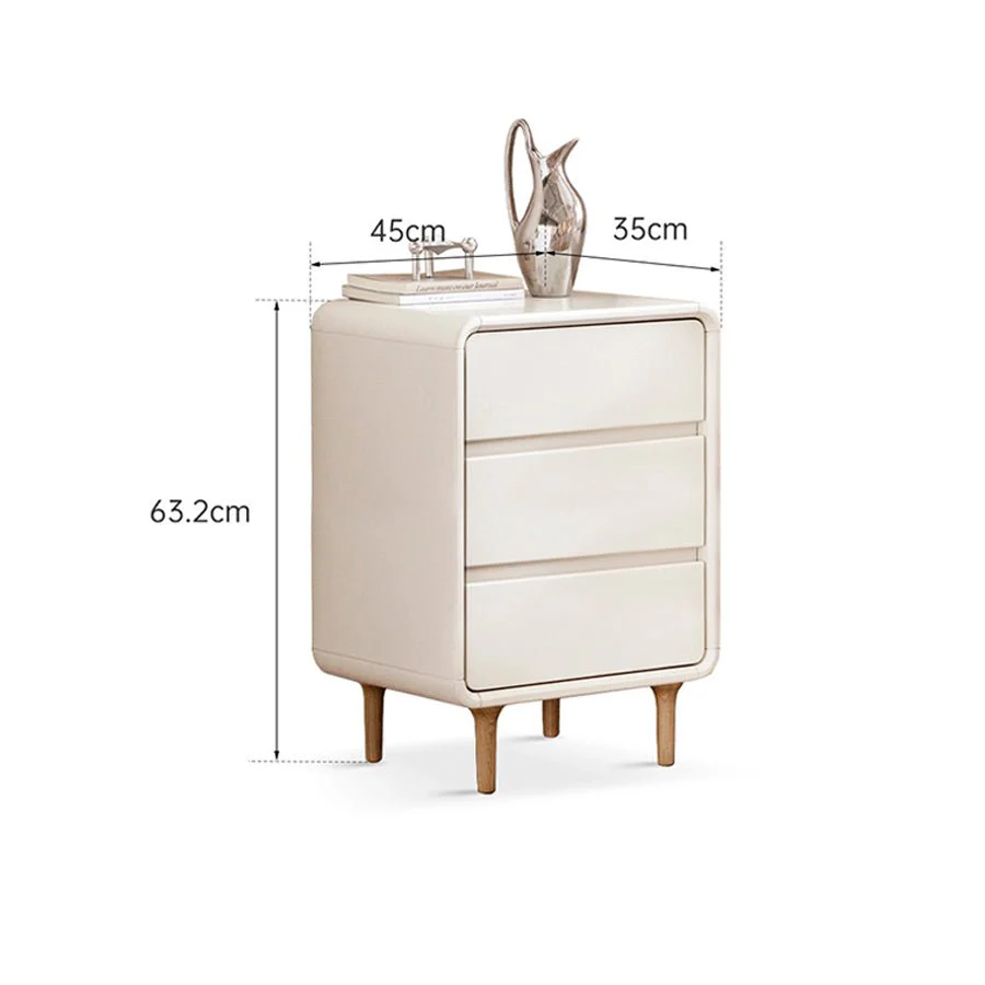 Kemi Cream Rubber Wood Painted Bedside Table - Image 8
