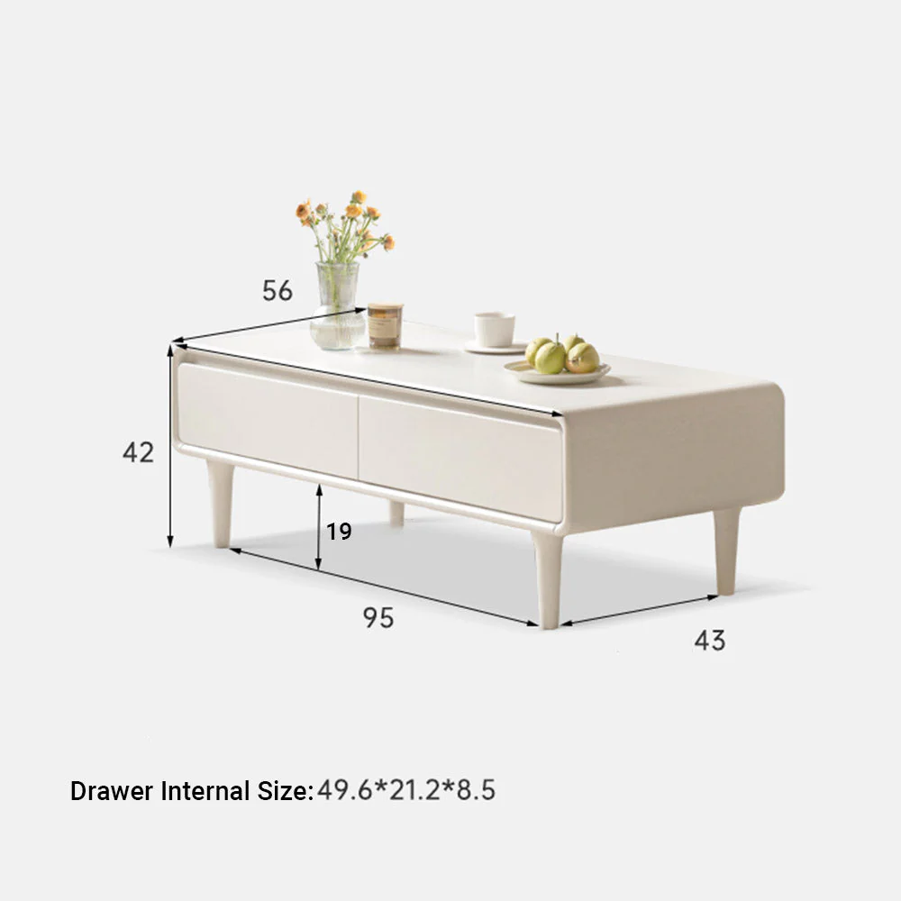 Kemi Cream Solid Rubber Wood Painted Coffee Table - Image 10