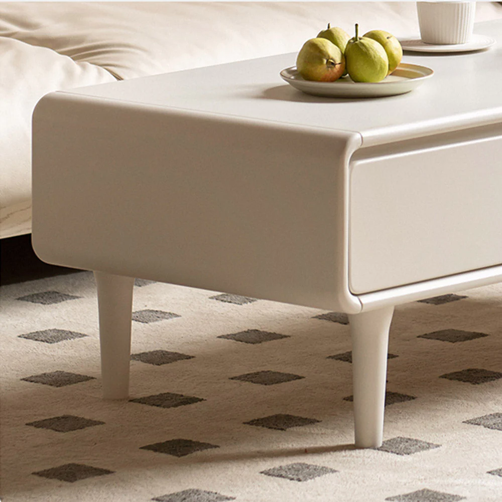 Kemi Cream Solid Rubber Wood Painted Coffee Table - Image 5