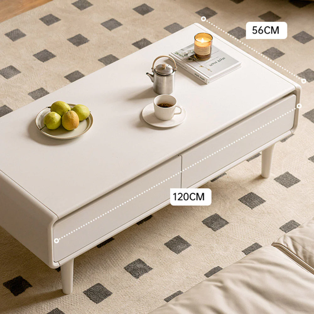 Kemi Cream Solid Rubber Wood Painted Coffee Table - Image 6