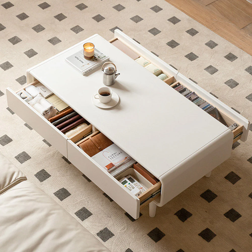Kemi Cream Solid Rubber Wood Painted Coffee Table - Image 7