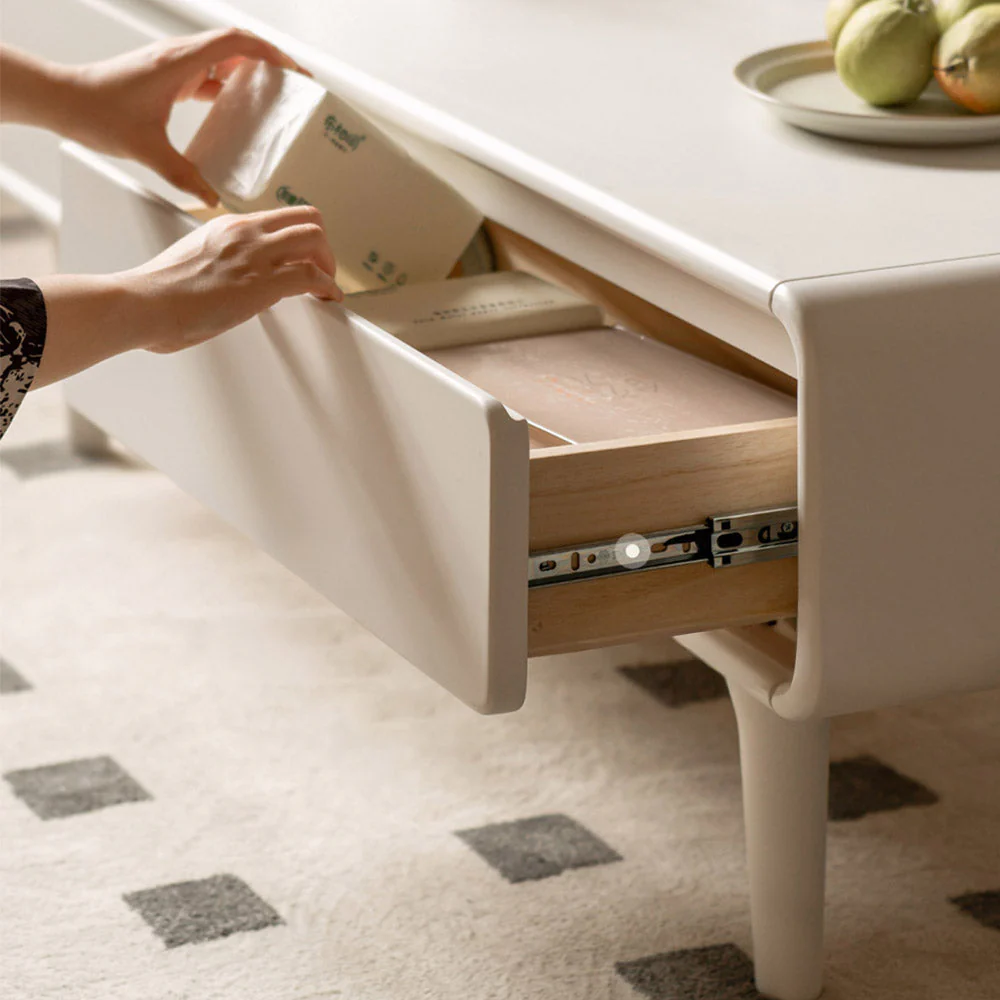 Kemi Cream Solid Rubber Wood Painted Coffee Table - Image 8