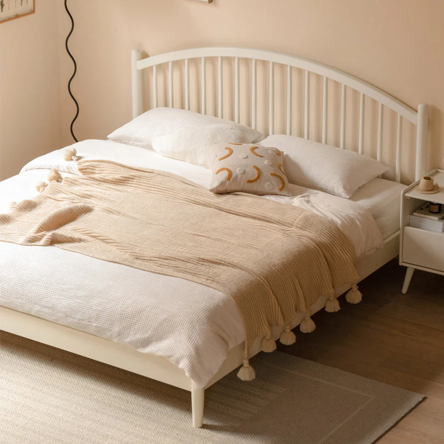 Kemi Cream Tulip Poplar Painted Harp Bed Frame - Image 3