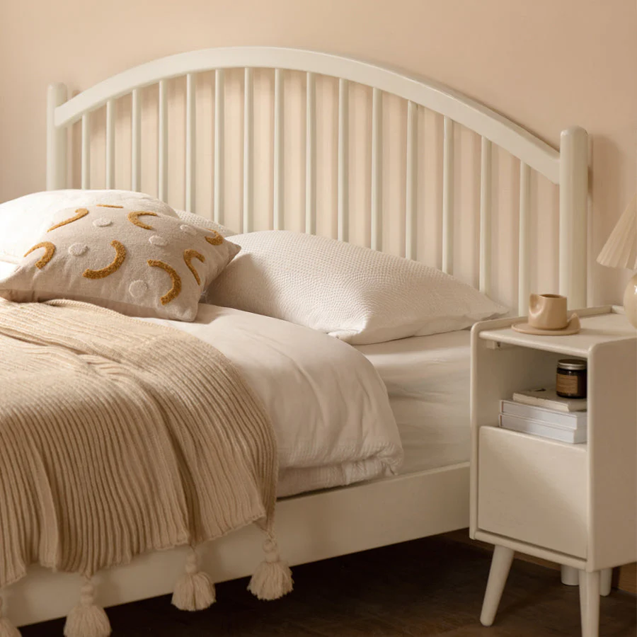 Kemi Cream Tulip Poplar Painted Harp Bed Frame - Image 4