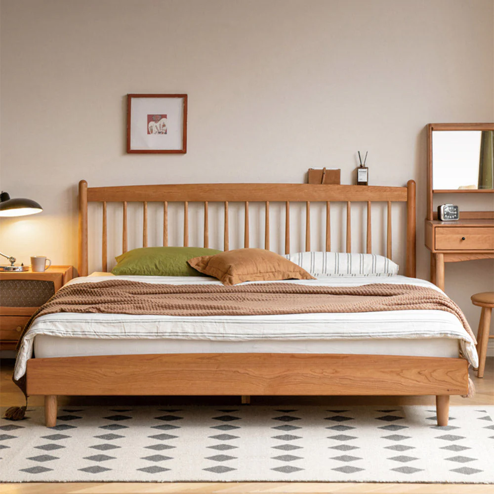 Kemi Natural Solid Cherry Harp Bed Frame