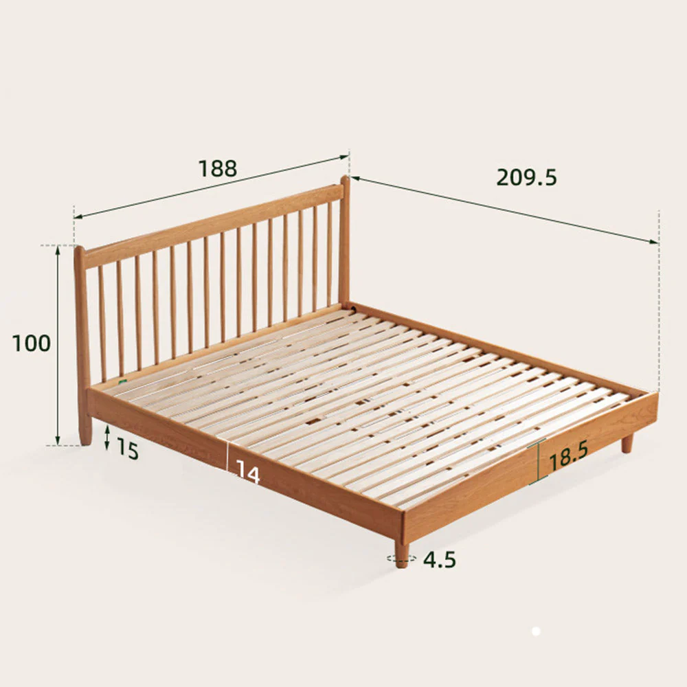 Kemi Natural Solid Cherry Harp Bed Frame - Image 10