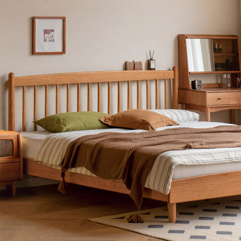 Kemi Natural Solid Cherry Harp Bed Frame - Image 2
