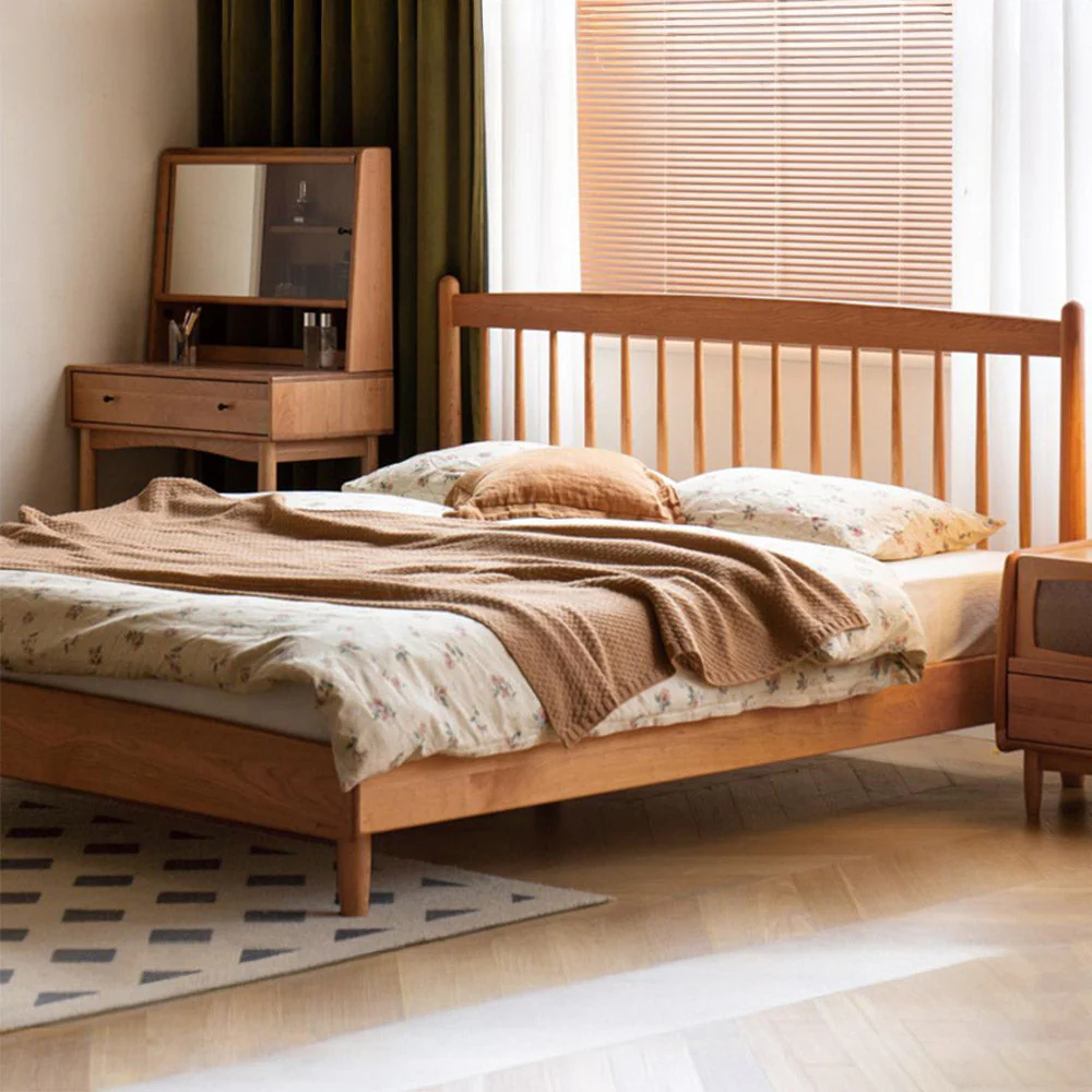 Kemi Natural Solid Cherry Harp Bed Frame - Image 3