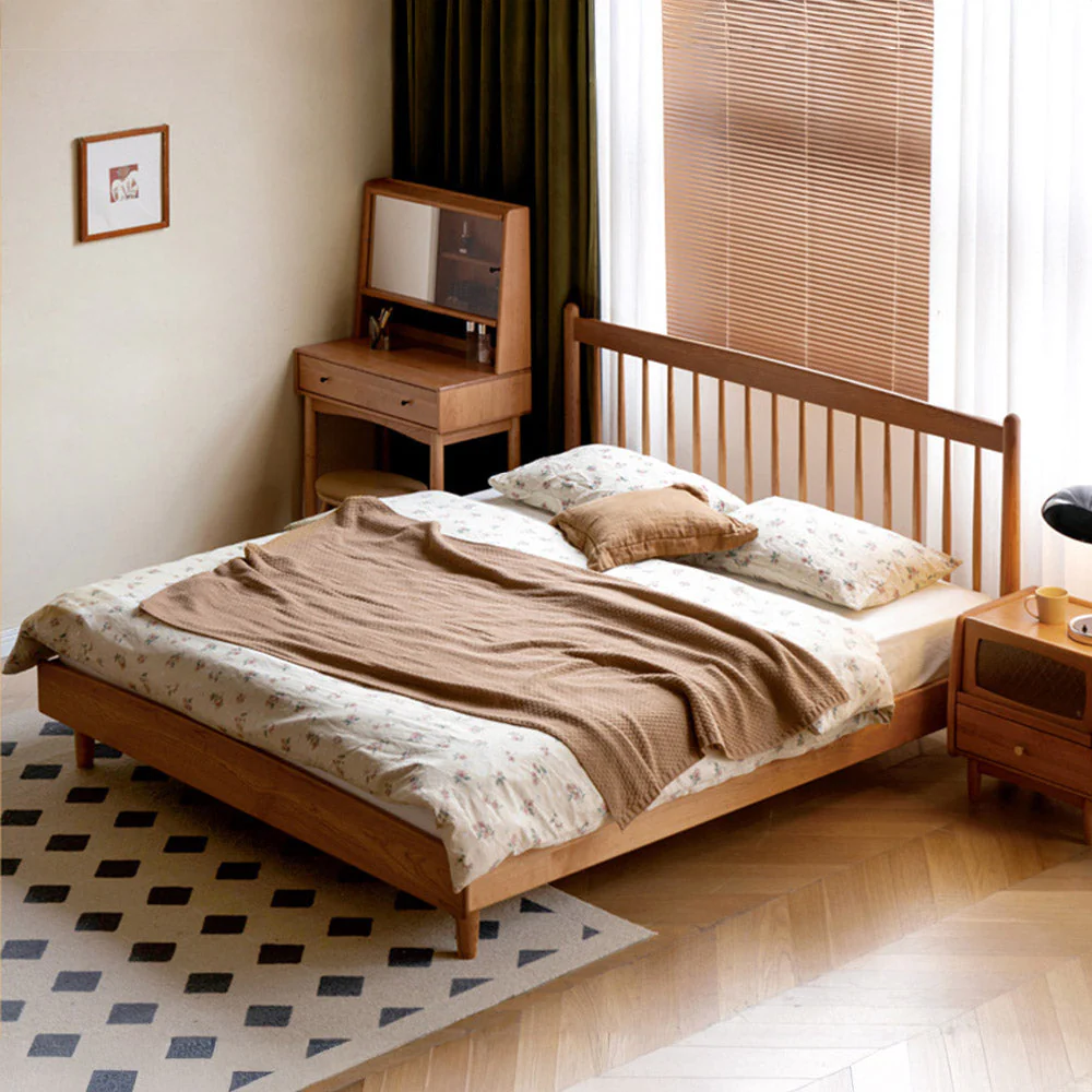 Kemi Natural Solid Cherry Harp Bed Frame - Image 4