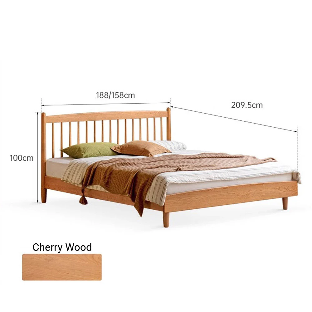 Kemi Natural Solid Cherry Harp Bed Frame - Image 9