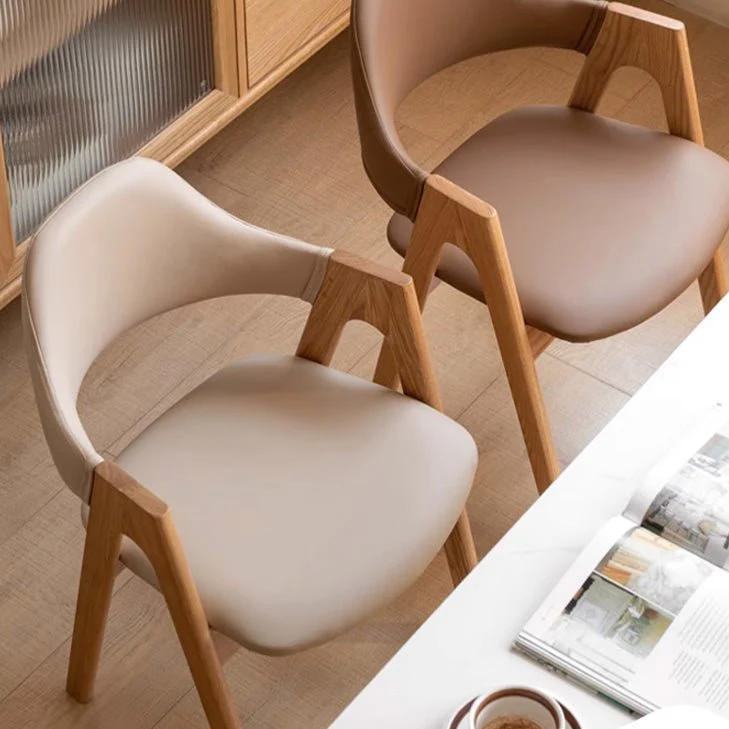 Kidal Natural Solid Oak Dining Chair with Engineered Leather Pad - Image 2