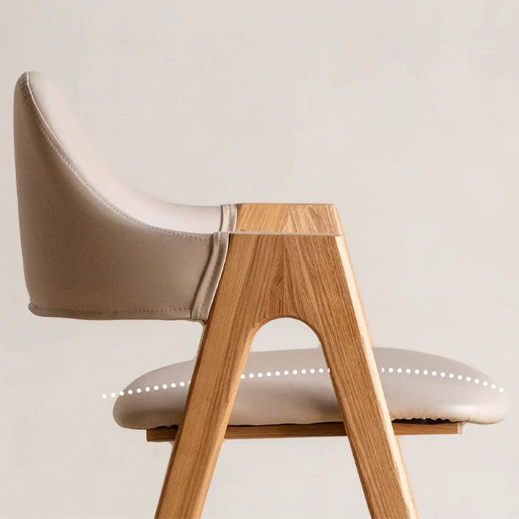 Kidal Natural Solid Oak Dining Chair with Engineered Leather Pad - Image 3