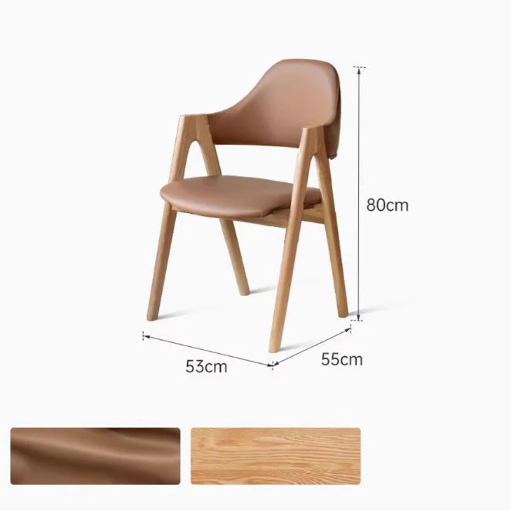 Kidal Natural Solid Oak Dining Chair with Engineered Leather Pad - Image 5