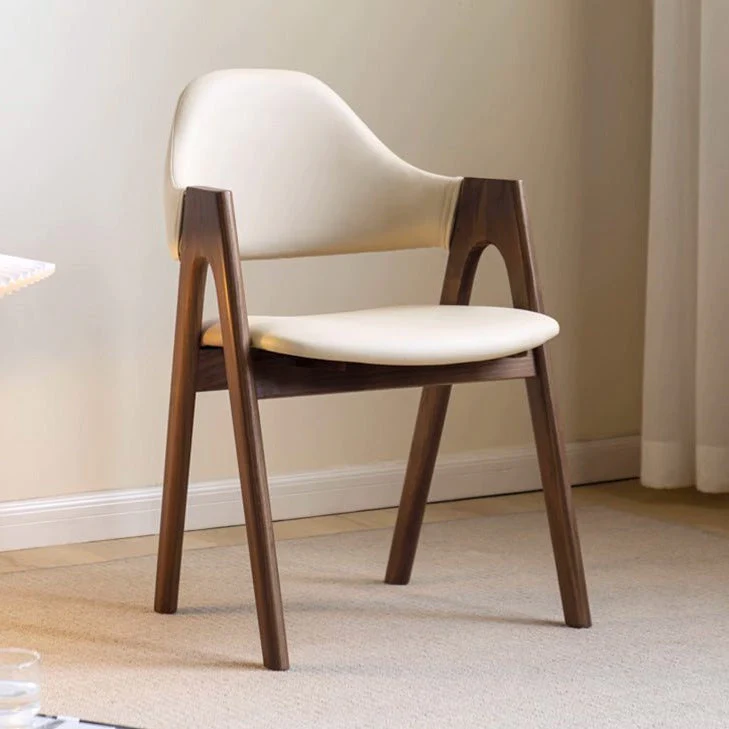 Kidal Natural Solid Walnut Dining Chair with Leather Pad
