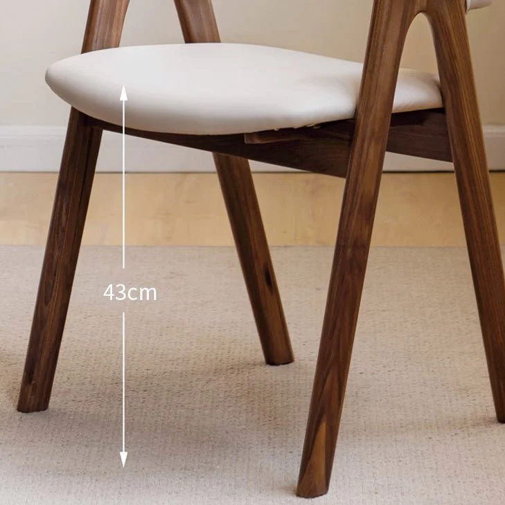 Kidal Natural Solid Walnut Dining Chair with Leather Pad - Image 10