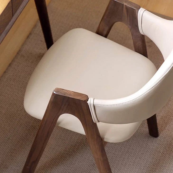 Kidal Natural Solid Walnut Dining Chair with Leather Pad - Image 2