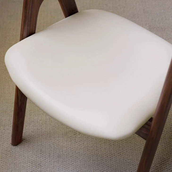Kidal Natural Solid Walnut Dining Chair with Leather Pad - Image 7