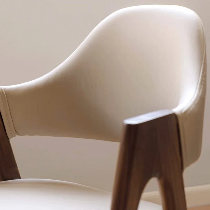 Kidal Natural Solid Walnut Dining Chair with Leather Pad - Image 9