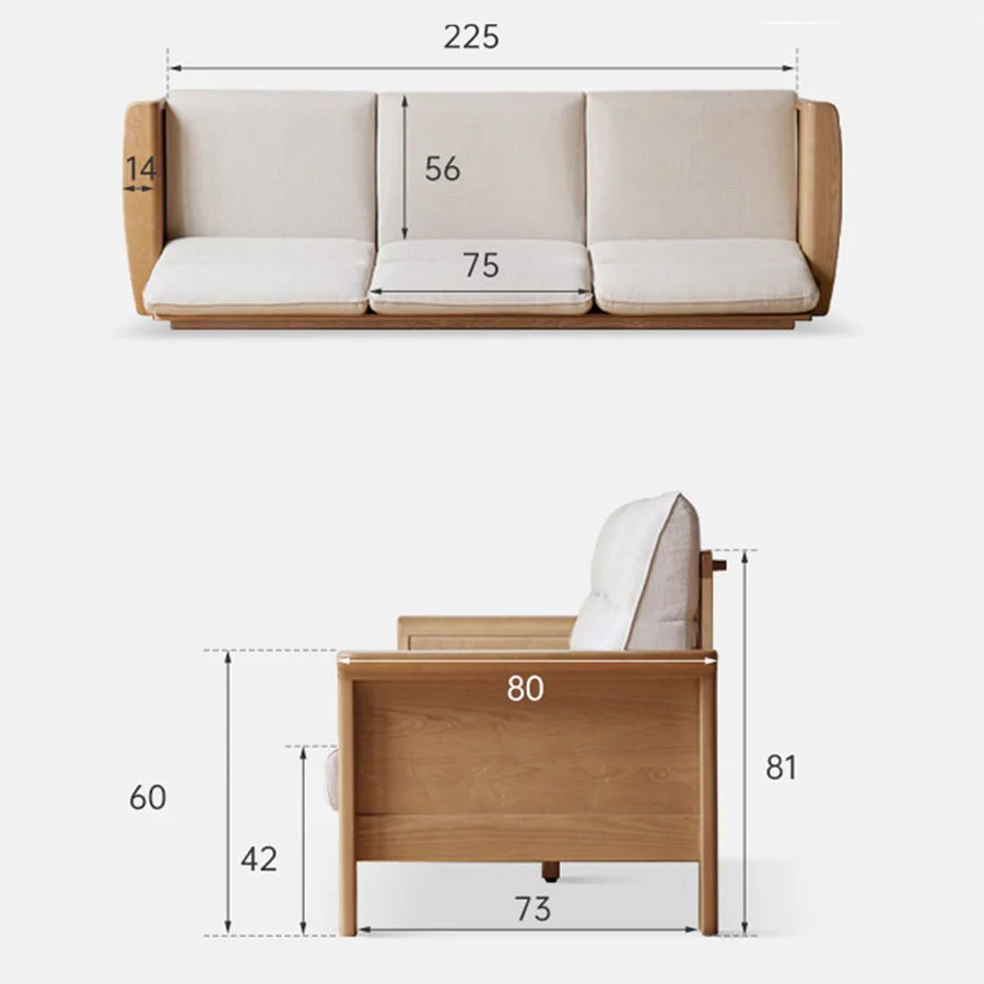 Kloten Natural Solid Ash Sofa - Image 12