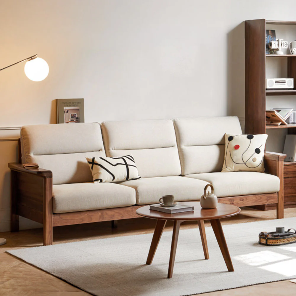 Kloten Natural Solid Walnut Sofa