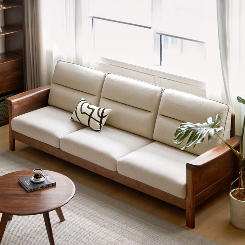 Kloten Natural Solid Walnut Sofa - Image 2