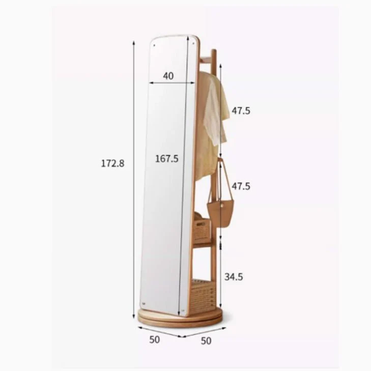 Koli Natural Solid Oak Dress Mirror Rack - Image 5