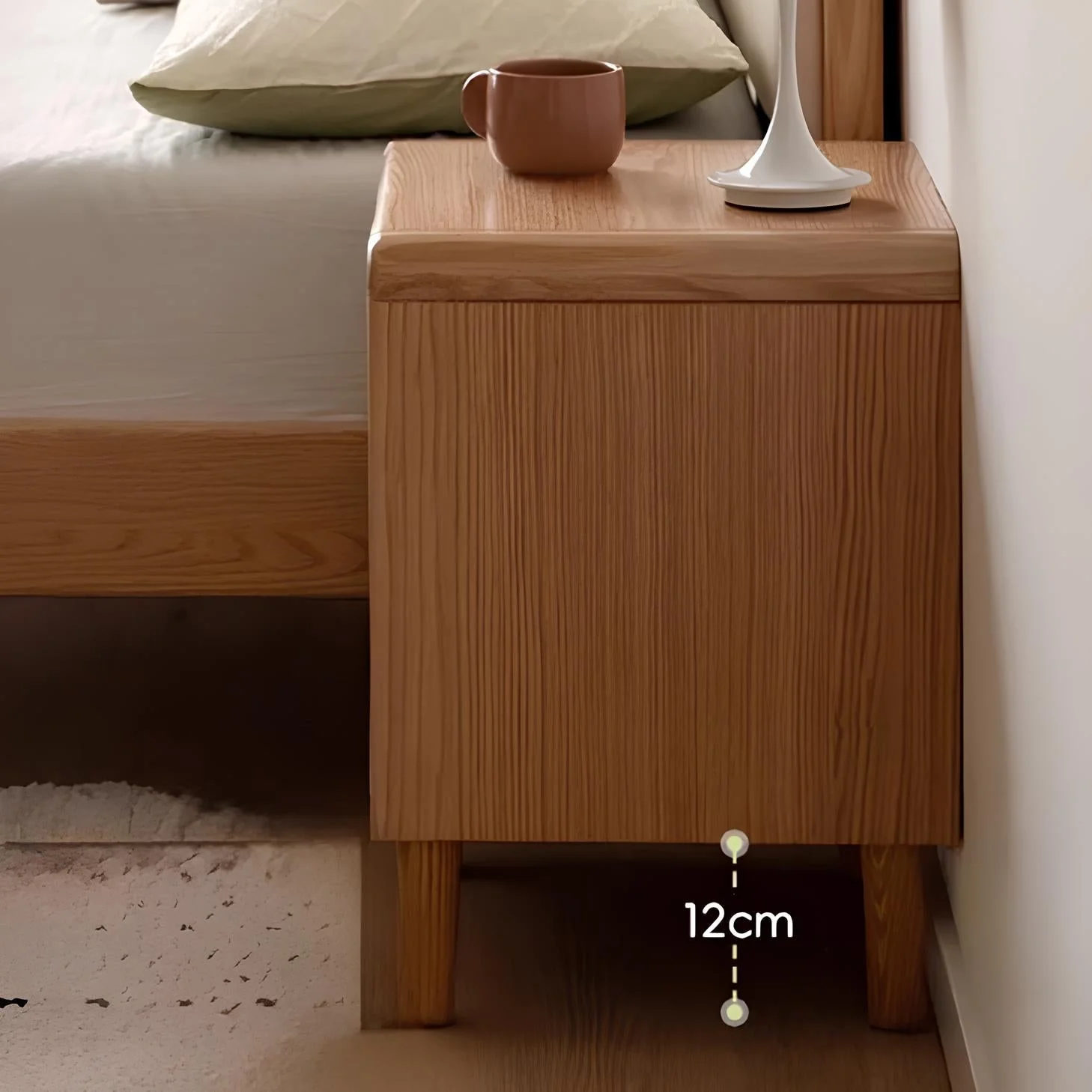 Korge Natural Solid Oak Bedside Table - Image 4