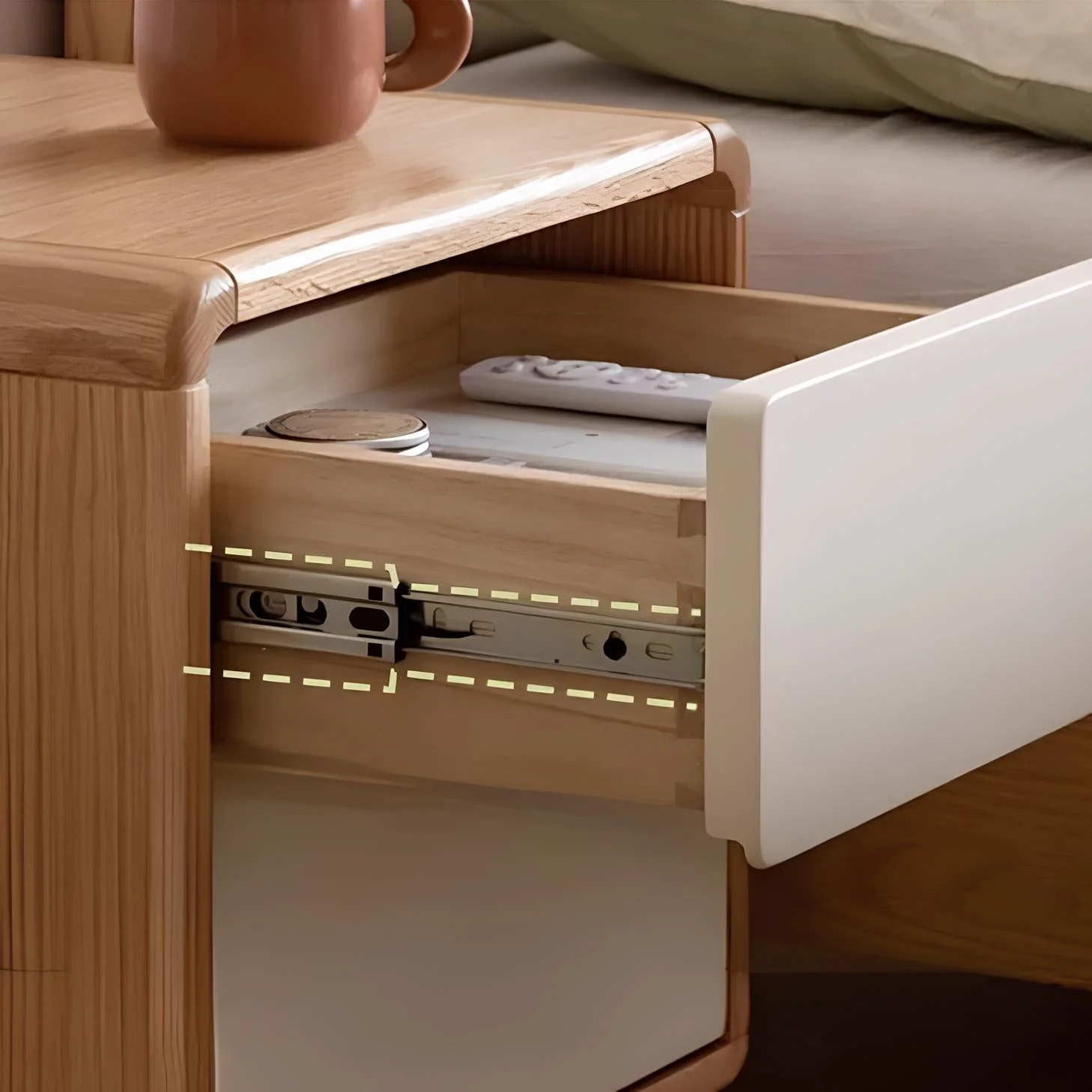 Korge Natural Solid Oak Bedside Table - Image 5