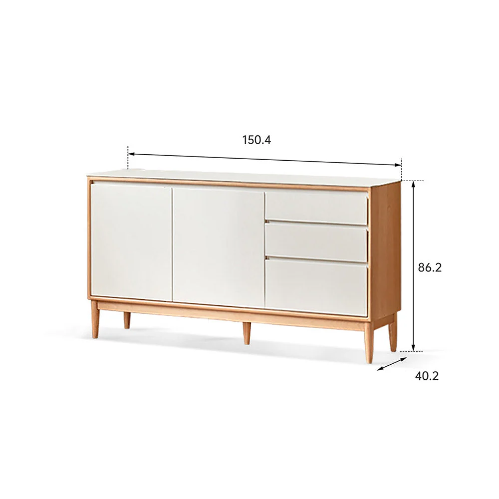 Korge Solid Beech Sideboard with Hutch Dresser Top - Image 17
