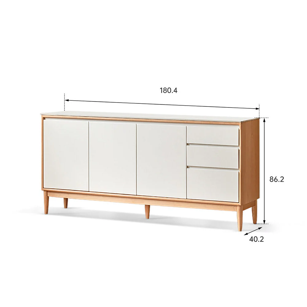 Korge Solid Beech Sideboard with Hutch Dresser Top - Image 18
