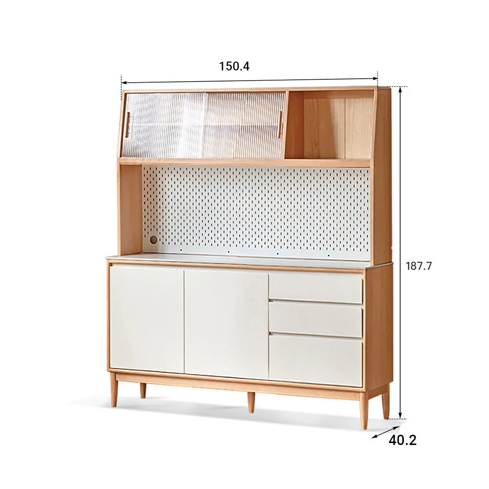 Korge Solid Beech Sideboard with Hutch Dresser Top - Image 19