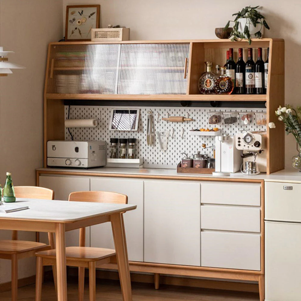 Korge Solid Beech Sideboard with Hutch Dresser Top - Image 2