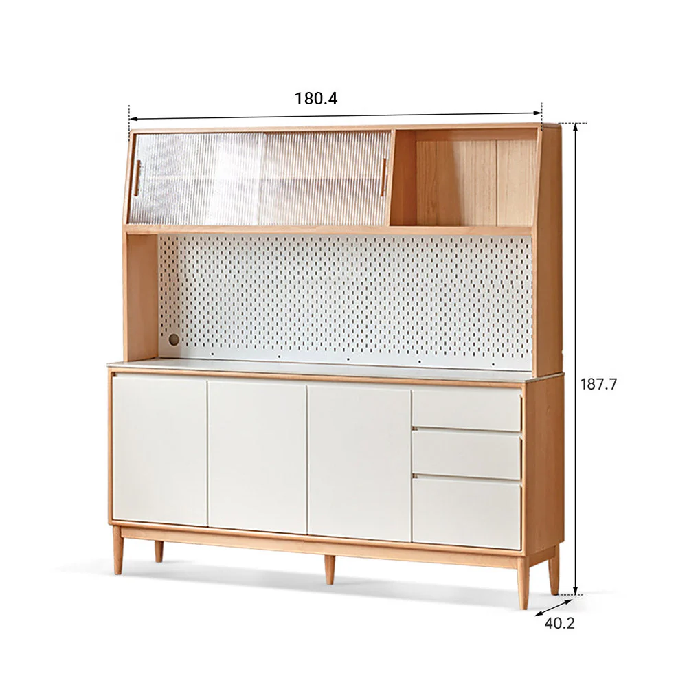 Korge Solid Beech Sideboard with Hutch Dresser Top - Image 20