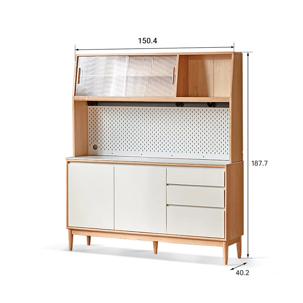 Korge Solid Beech Sideboard with Hutch Dresser Top - Image 21