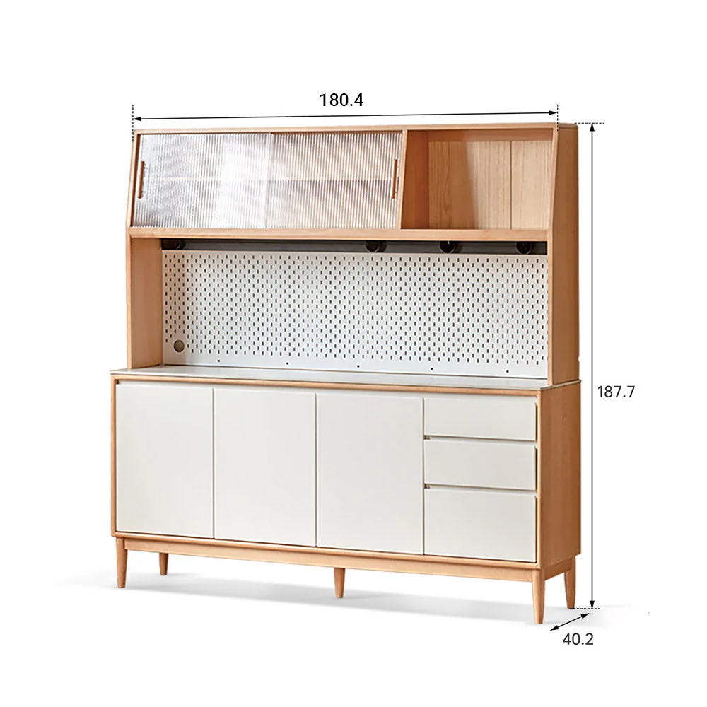 Korge Solid Beech Sideboard with Hutch Dresser Top - Image 22