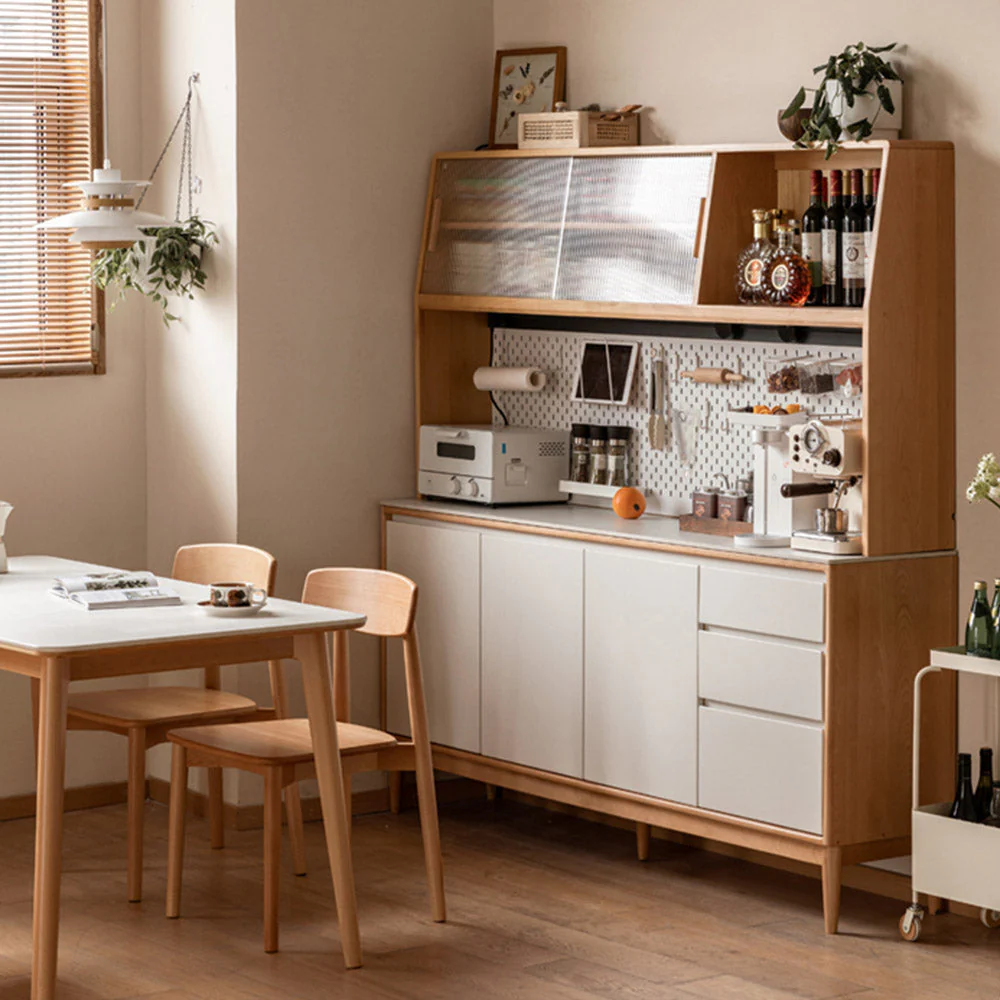 Korge Solid Beech Sideboard with Hutch Dresser Top - Image 4