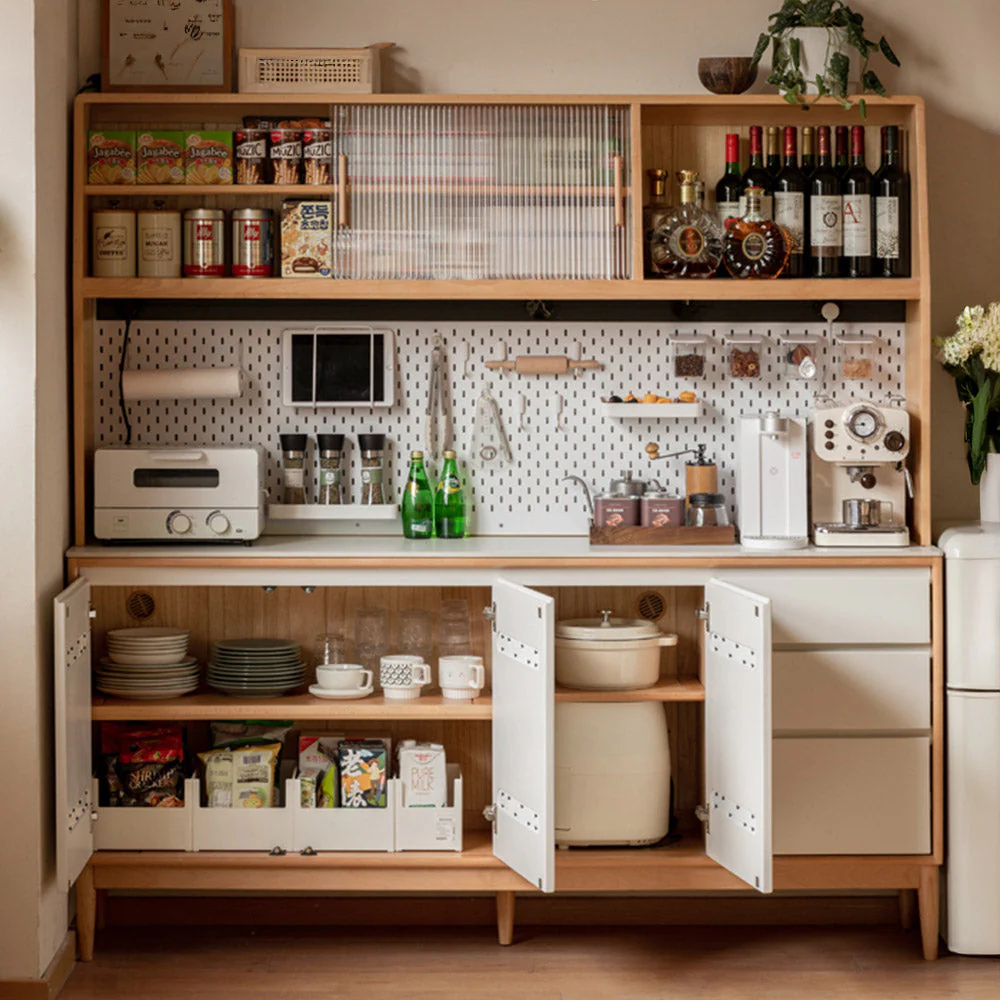 Korge Solid Beech Sideboard with Hutch Dresser Top - Image 5