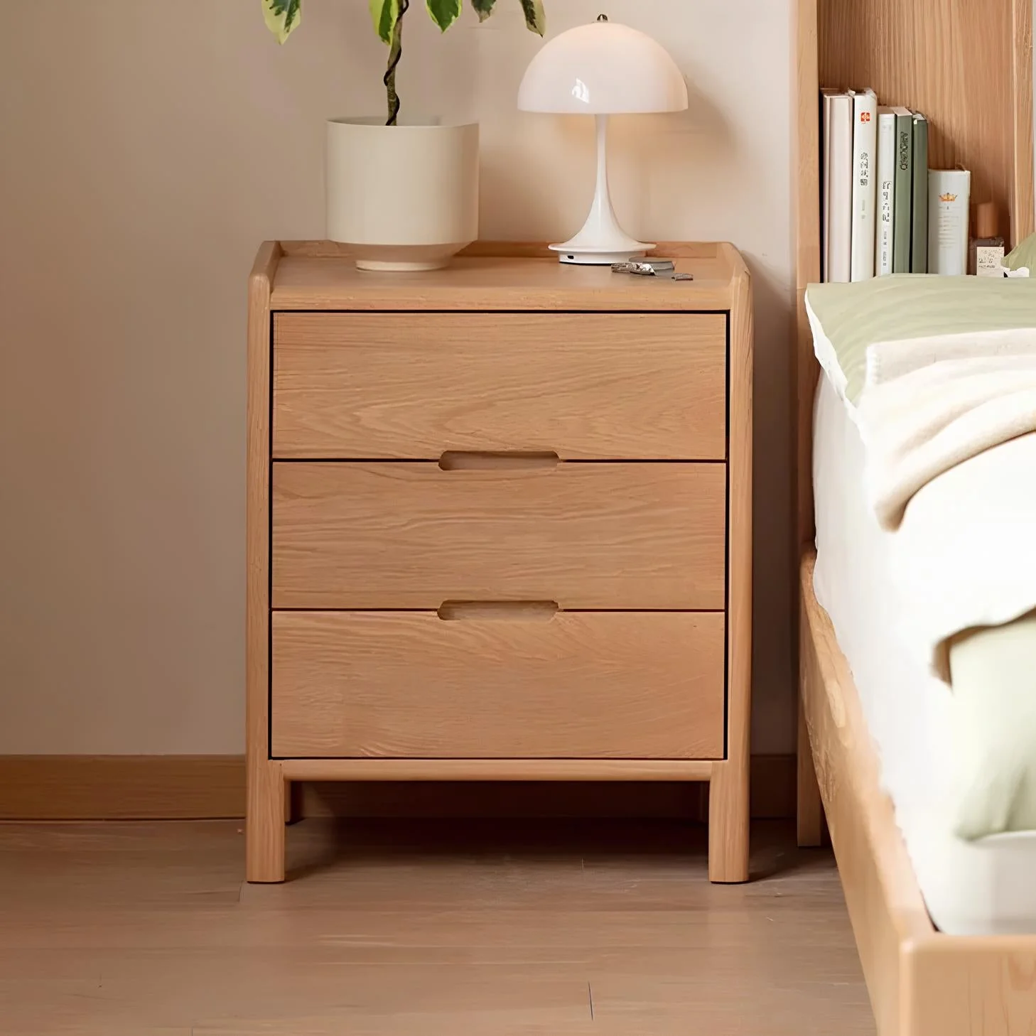 Kusel Natural Solid Oak Bedside Table - Image 2