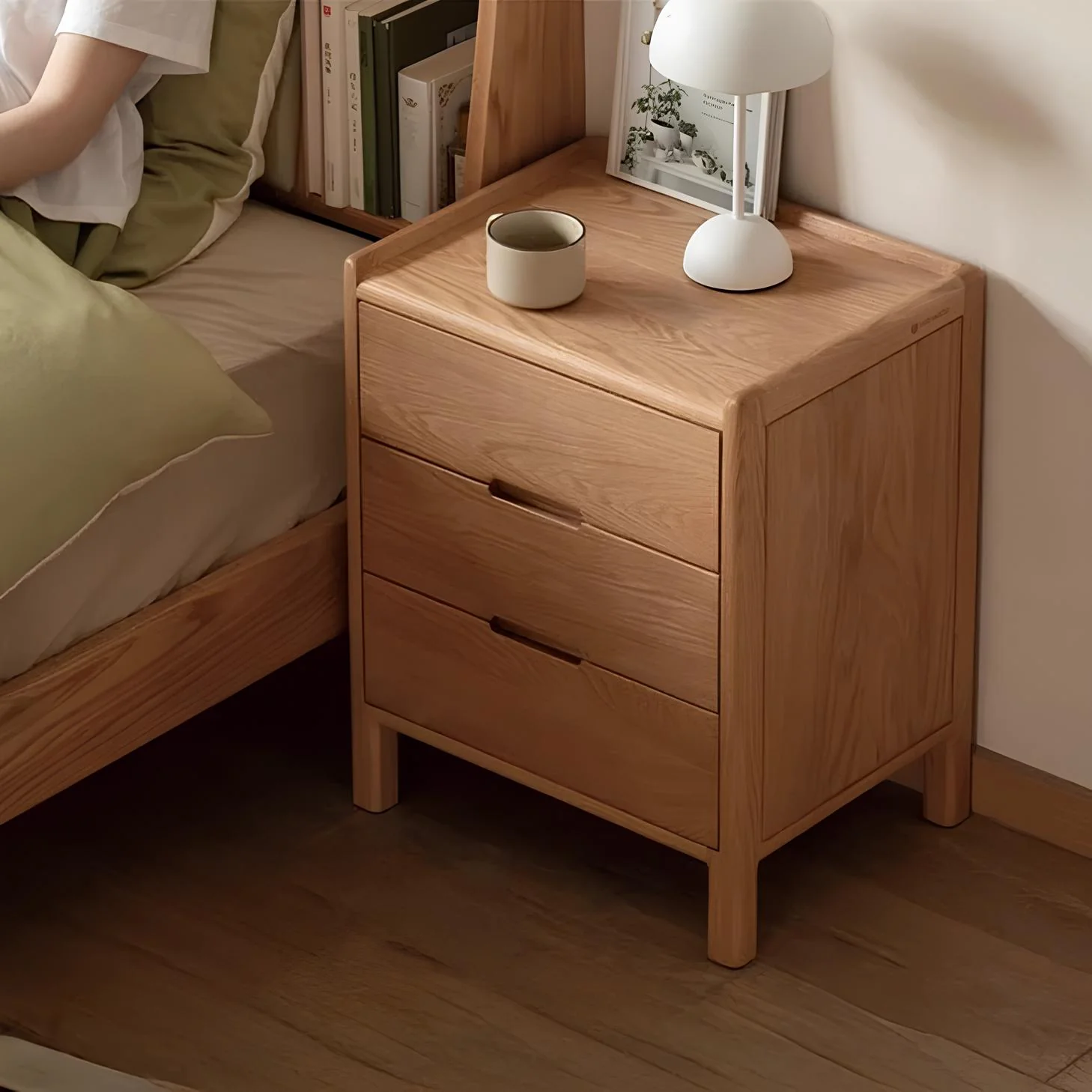 Kusel Natural Solid Oak Bedside Table - Image 3