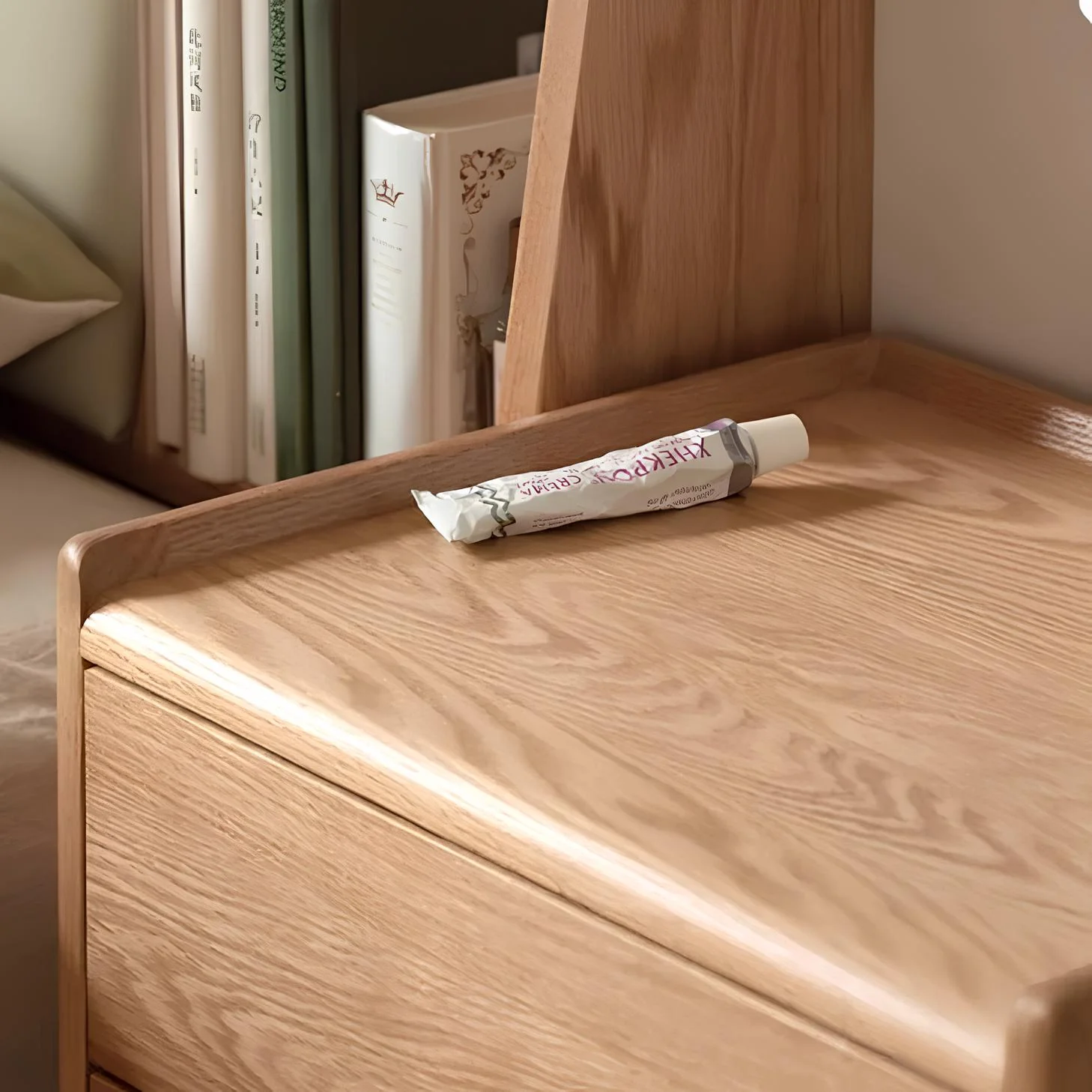 Kusel Natural Solid Oak Bedside Table - Image 4