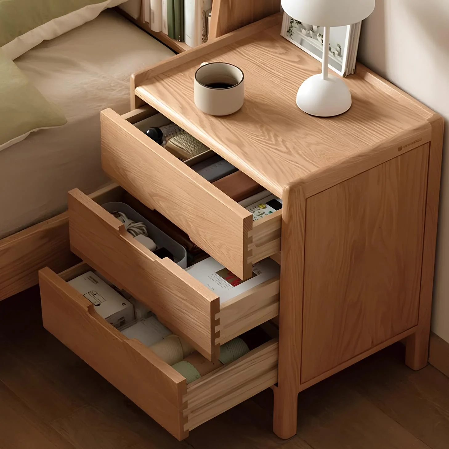 Kusel Natural Solid Oak Bedside Table - Image 5