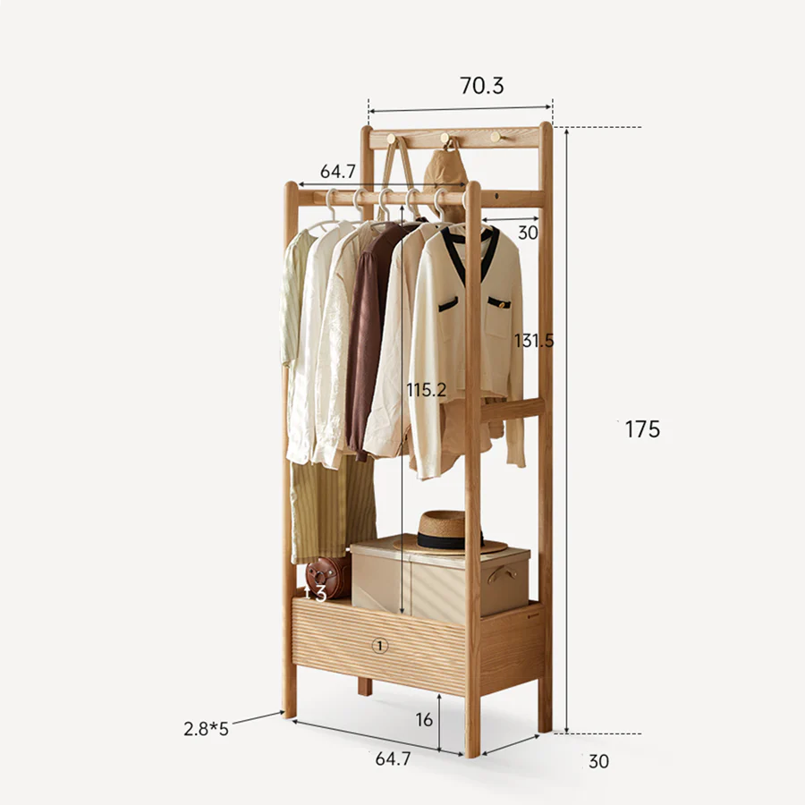 Lanester Natural Solid Ash Coat Rack - Image 11