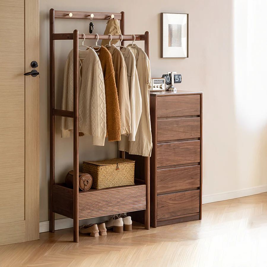 Lanester Natural Solid Walnut Coat Rack - Image 2