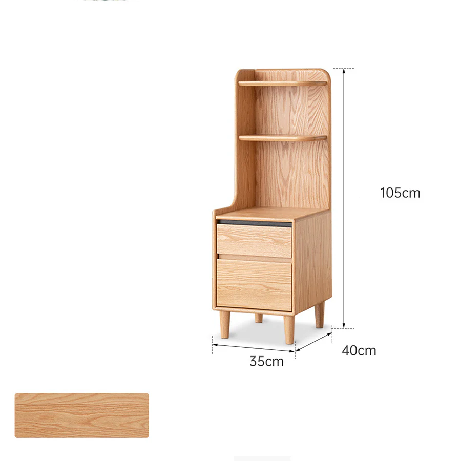 Lannion Natural Solid Oak Bedside Table with Hutch - Image 11