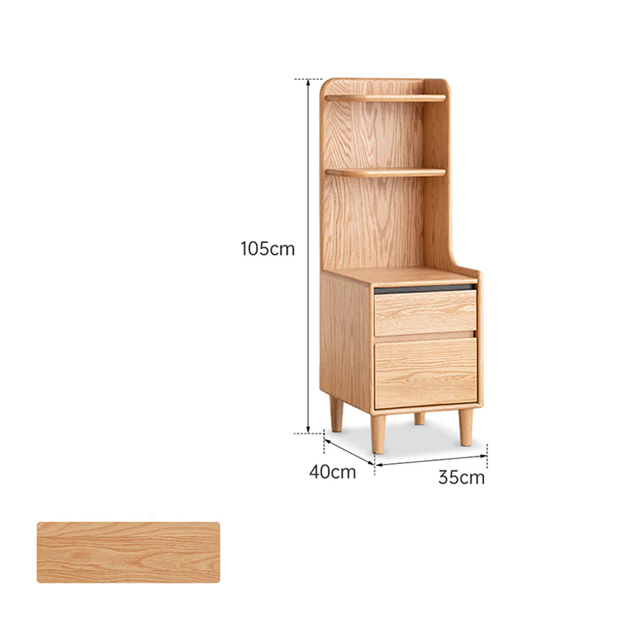 Lannion Natural Solid Oak Bedside Table with Hutch - Image 12