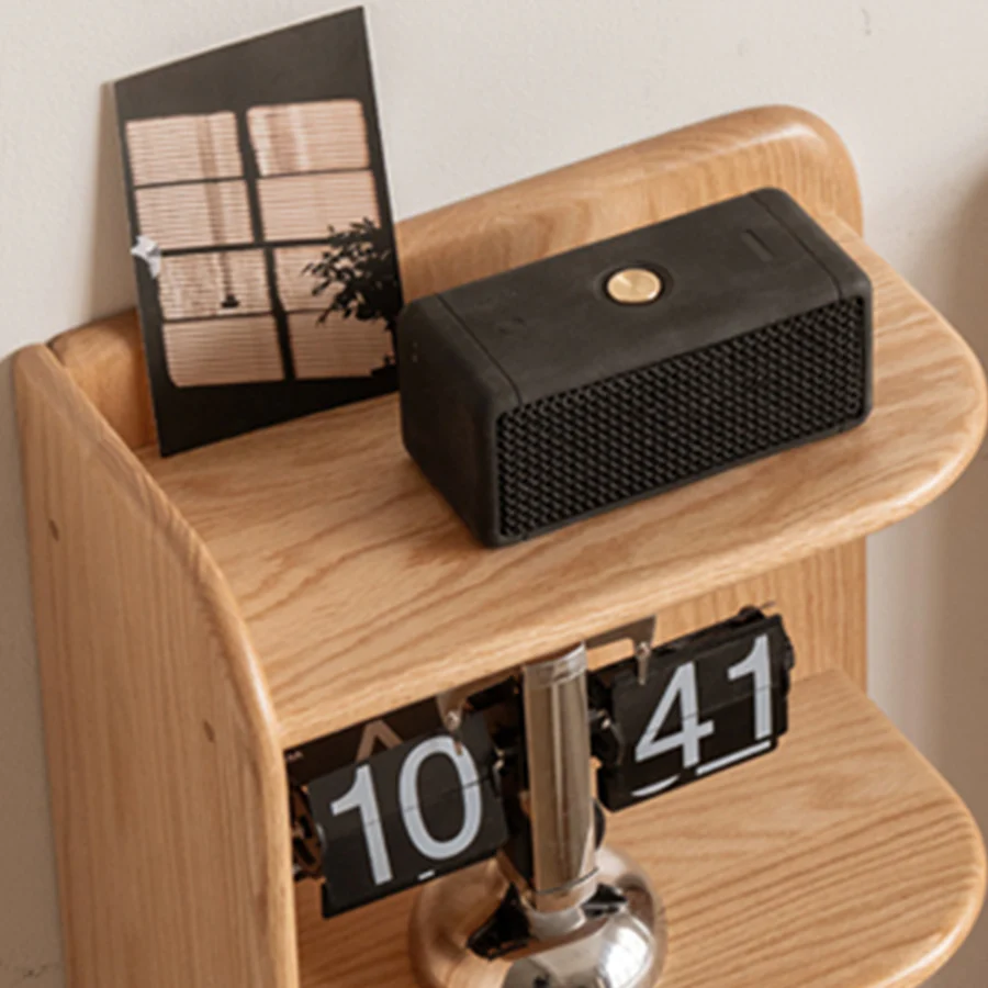 Lannion Natural Solid Oak Bedside Table with Hutch - Image 7